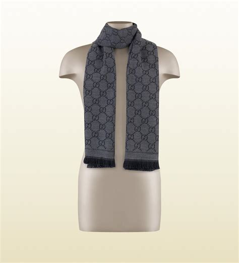 gucci 2197042213|Graphite GG Jacquard Pattern Knitted Scarf .